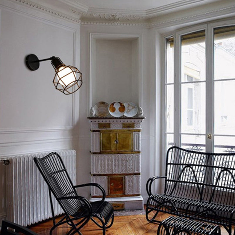 Käfig Wandleuchte industrielle Wandleuchten Metall 1 Leichte Leuchten in Schwarz