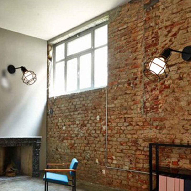 Käfig Wandleuchte industrielle Wandleuchten Metall 1 Leichte Leuchten in Schwarz