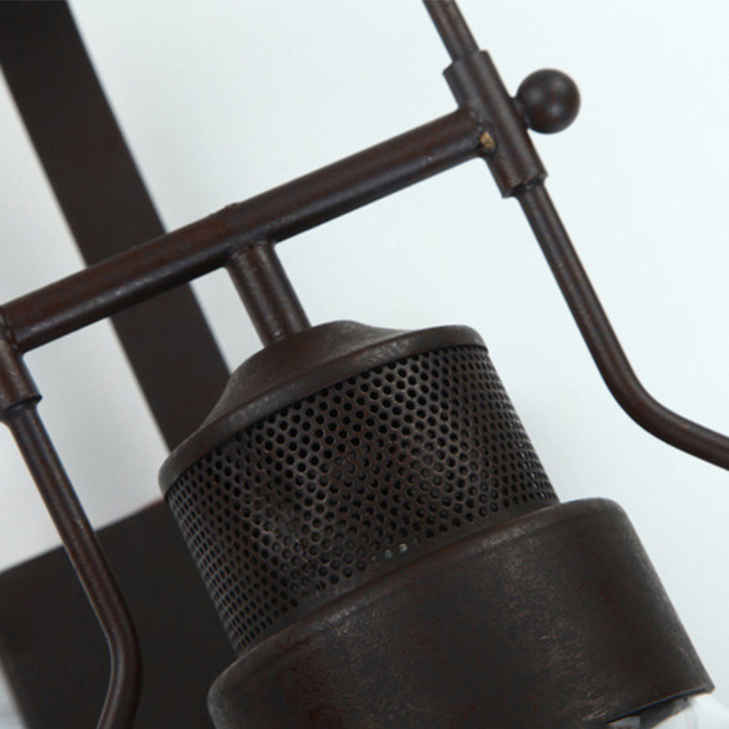 Industrial Retro Single Wall Sconce Wrought Iron Wall Lamp with Clear Glass Shade