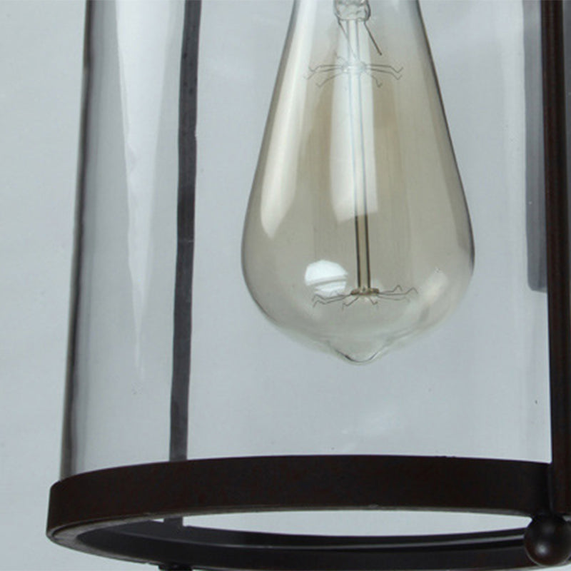 Industrial Retro Single Wall Sconce Wrought Iron Wall Lamp with Clear Glass Shade