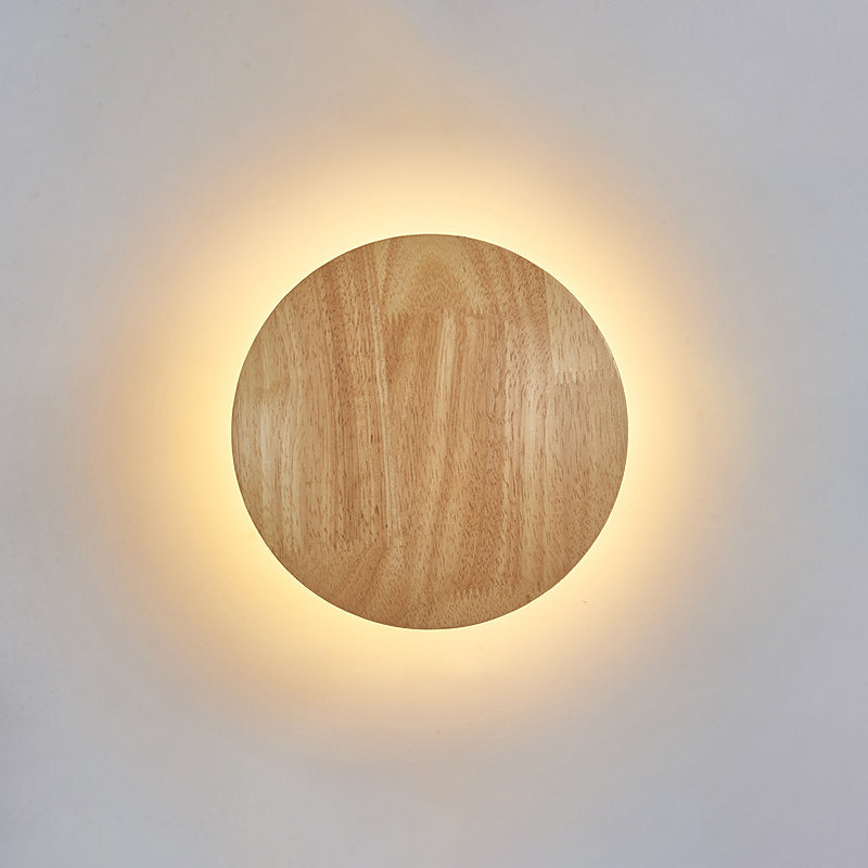 Round Sconce Lights Modern Wall Lamp Wood 1 Light sconce lamp in Brown