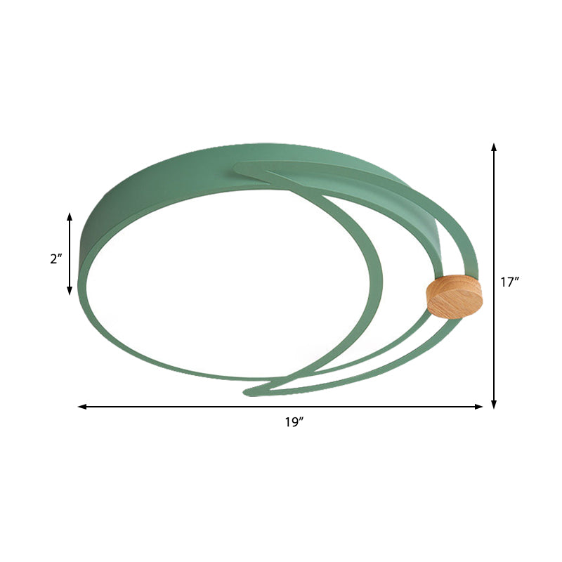 Maan Eclipse Slaapkamer Flush Mount Acryl Nordic LED dicht bij plafondverlichting in grijs/wit/groen met hout