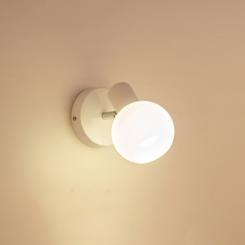 White Glass Bubble Wall Mounted Vanity Lights Modern Style Wall Sconce Lighting