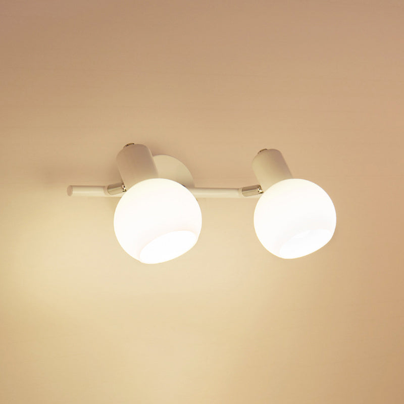 White Glass Bubble Wall Mounted Vanity Lights Modern Style Wall Sconce Lighting