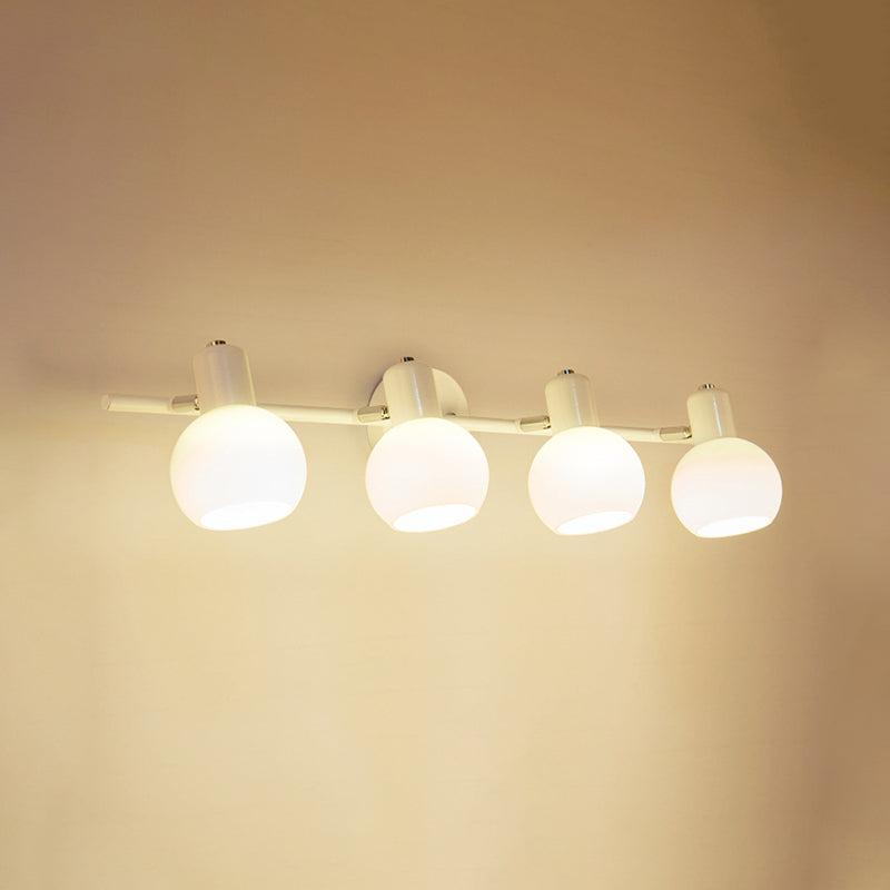 White Glass Bubble Wall Mounted Vanity Lights Modern Style Wall Sconce Lighting