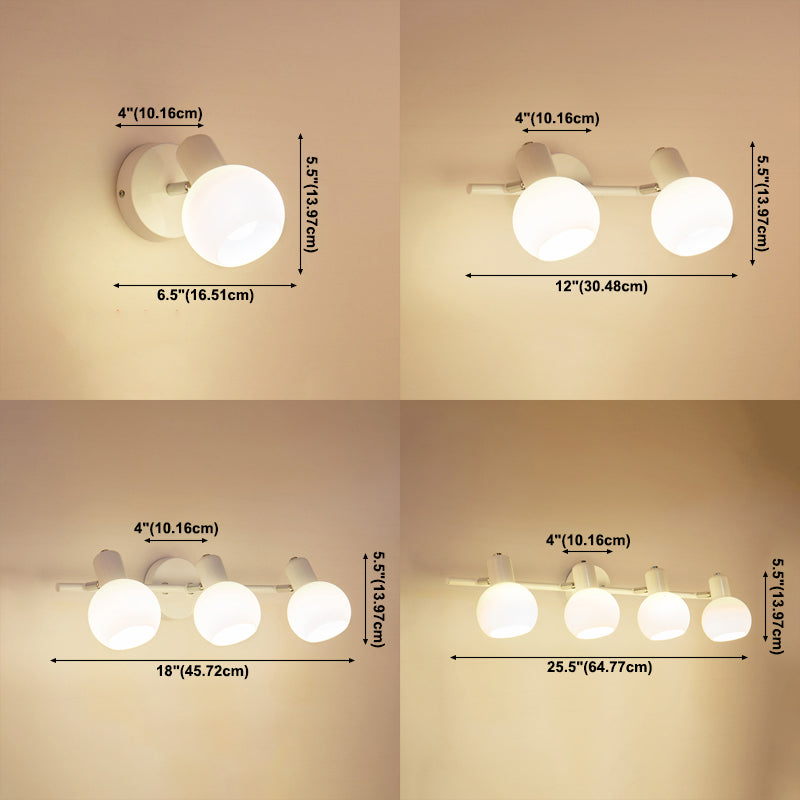 White Glass Bubble Wall Mounted Vanity Lights Modern Style Wall Sconce Lighting