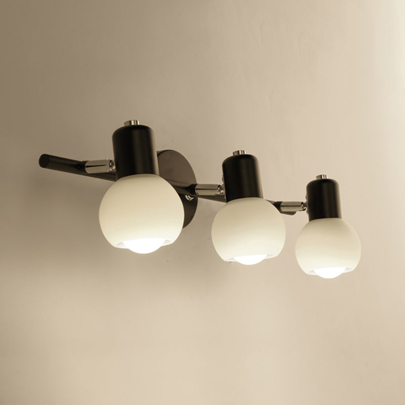 White Glass Bubble Wall Mounted Vanity Lights Modern Style Wall Sconce Lighting