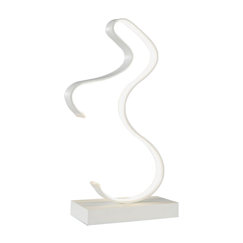 Curvy Acrylic Task Lighting Minimalism LED White Small Desk Lamp in White/Warm Light for Bedroom
