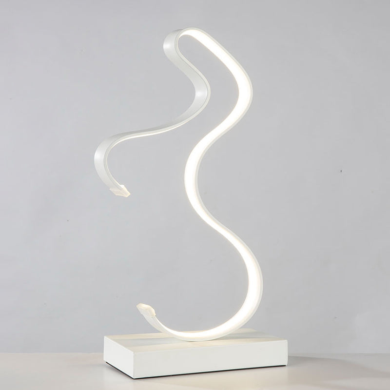 Curvy Acrylic Task Lighting Minimalism LED White Small Desk Lamp in White/Warm Light for Bedroom