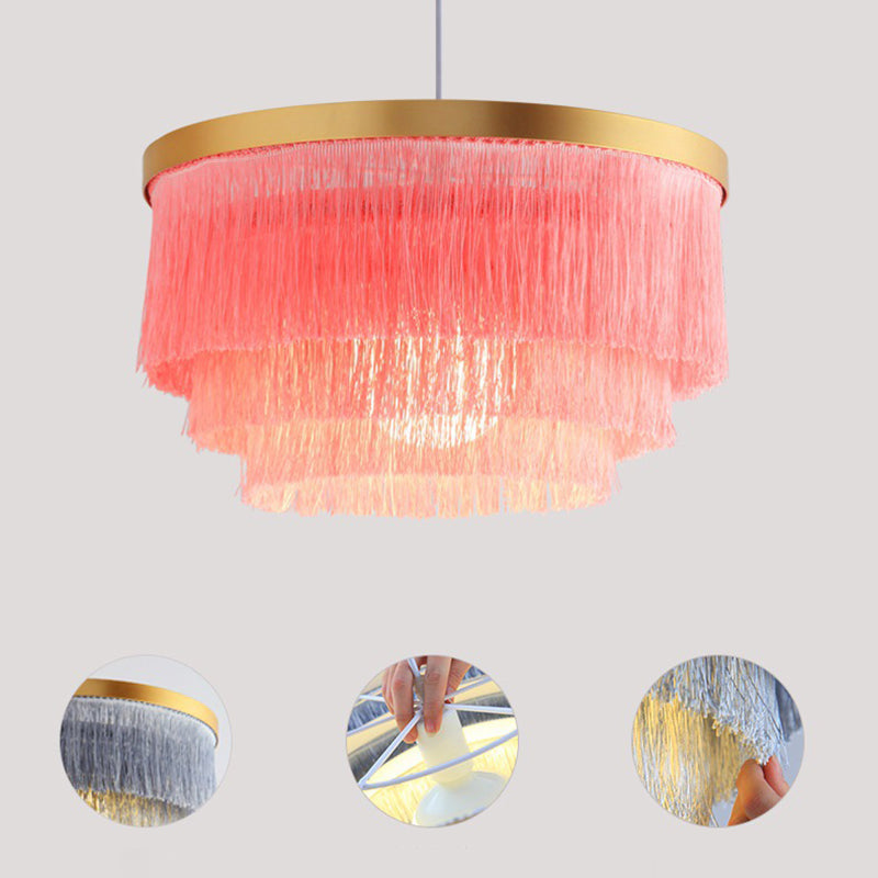 Kreisförmige Stoff hängende Lichter moderner Stil 1-Licht-Anhänger Lampenleuchten