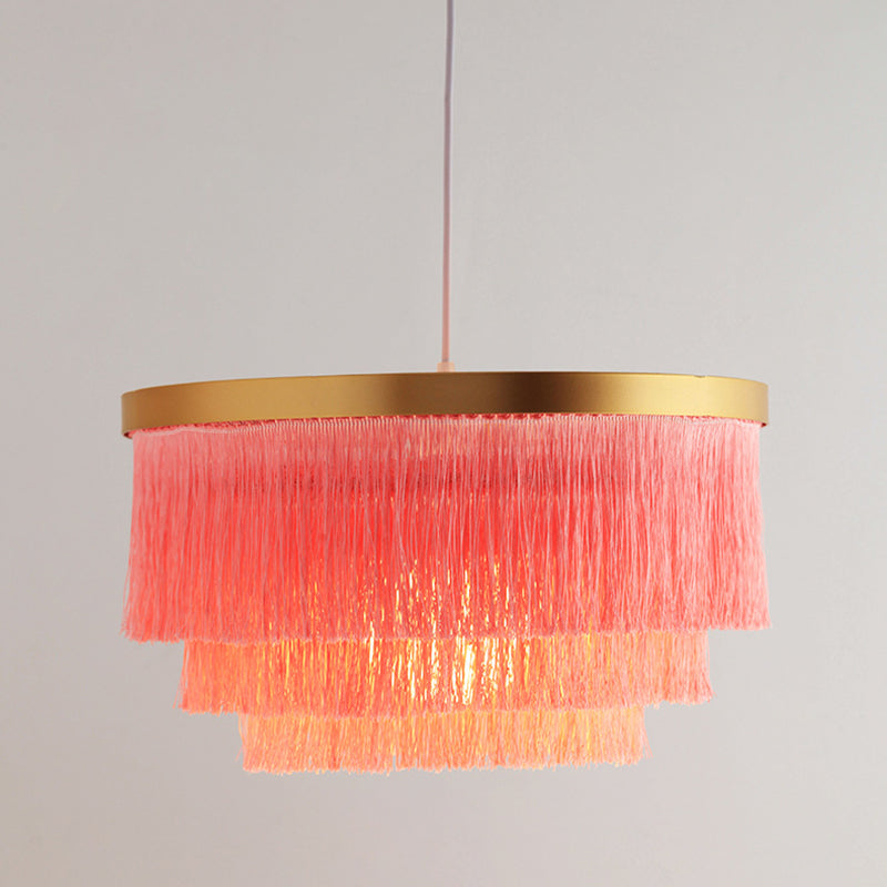 Kreisförmige Stoff hängende Lichter moderner Stil 1-Licht-Anhänger Lampenleuchten