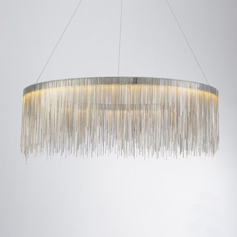 Round Aluminium Hanging Ceiling Pendant Fixtures 1-Light Modern Style Led Pendant Lamp