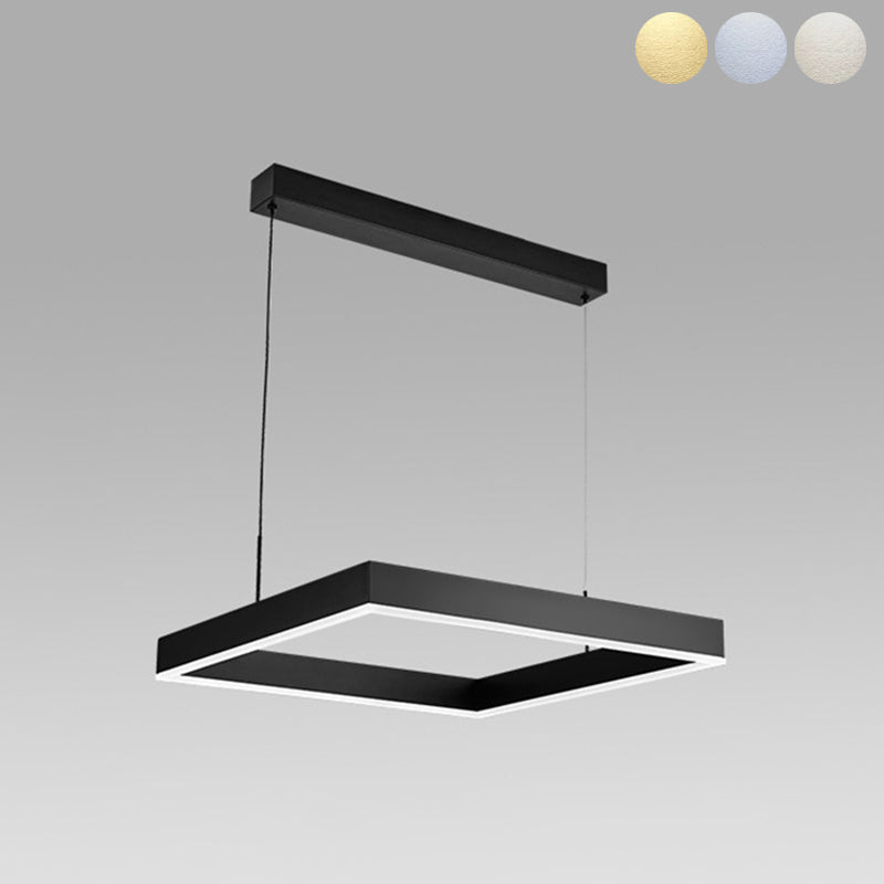Modern Style Black Chandelier Lighting Fixtures Aluminium Multiple Squares Ceiling Lamp