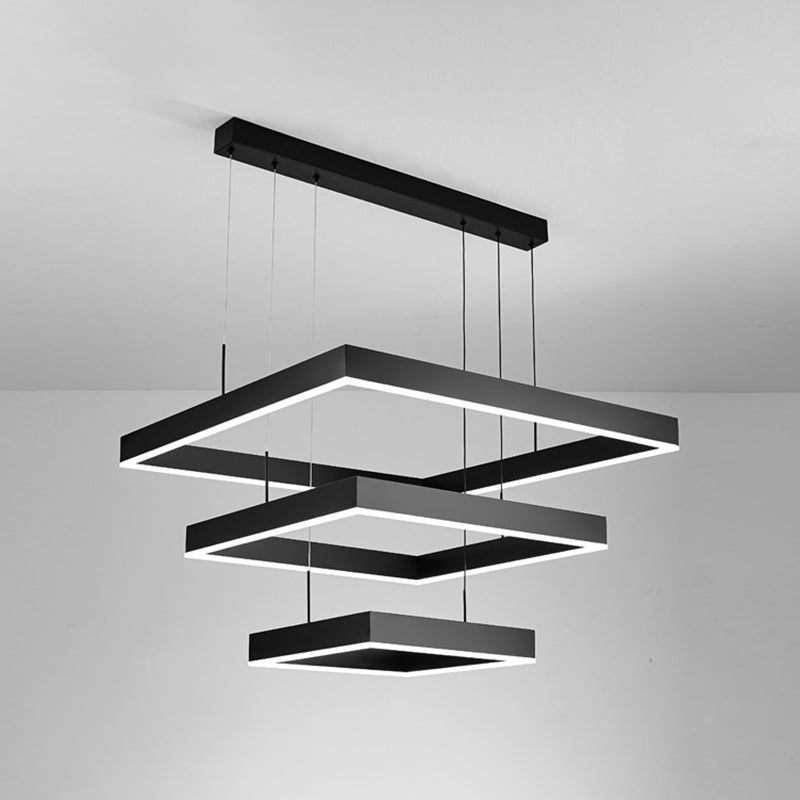 Modern Style Black Chandelier Lighting Fixtures Aluminium Multiple Squares Ceiling Lamp