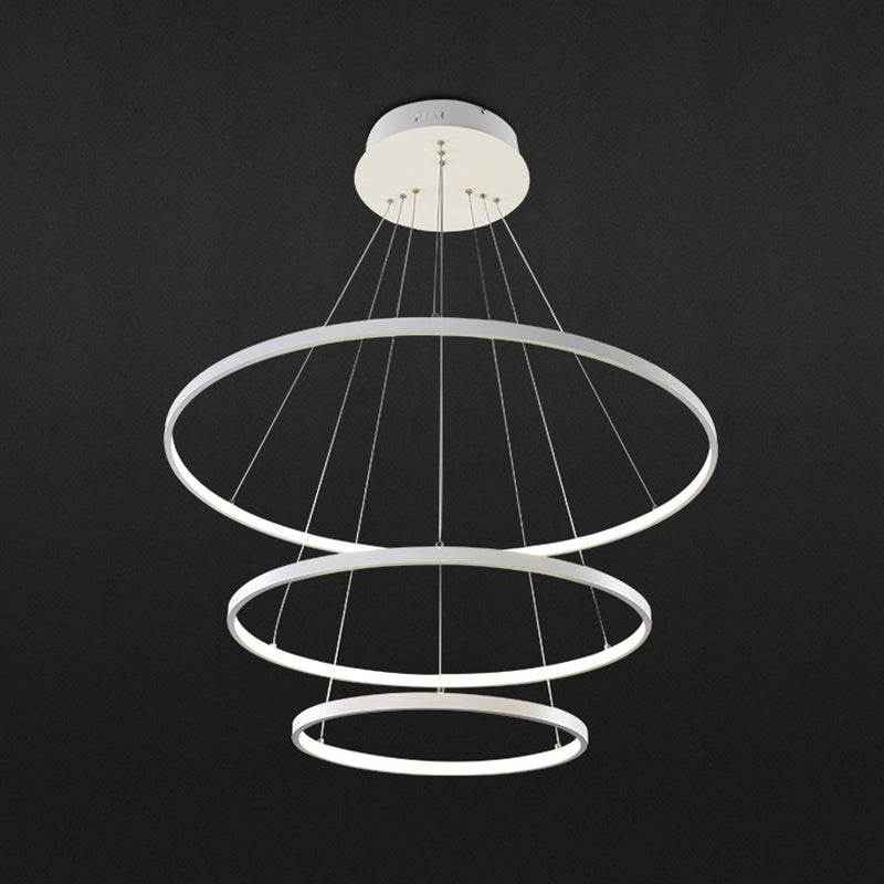 Modern Style Multi-Tier Pendant Chandelier Metal Mutil Lights Suspended Lighting Fixture in White