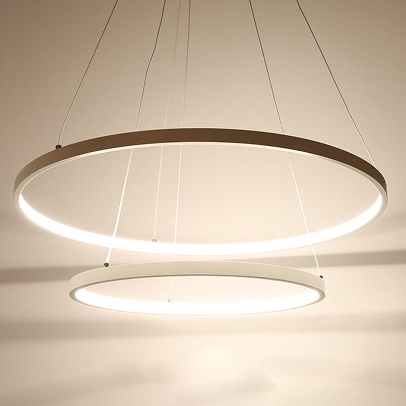 Modern Style Multi-Tier Pendant Chandelier Metal Mutil Lights Suspended Lighting Fixture in White