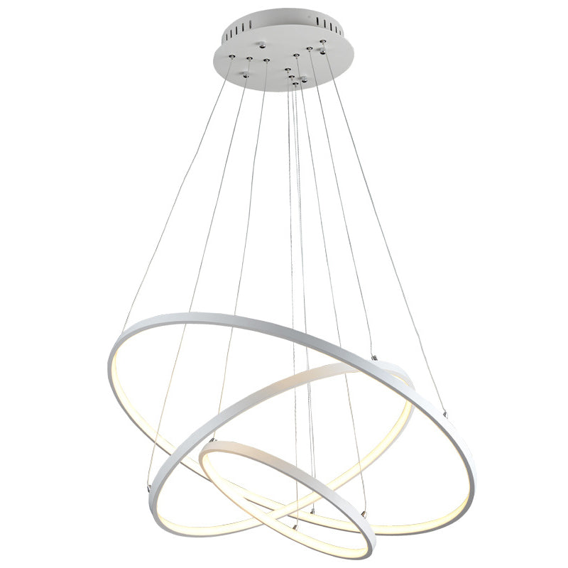 Modern Style Multi-Tier Pendant Chandelier Metal Mutil Lights Suspended Lighting Fixture in White