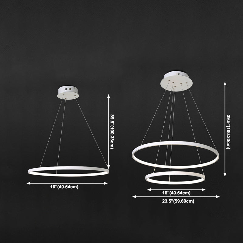 Modern Style Multi-Tier Pendant Chandelier Metal Mutil Lights Suspended Lighting Fixture in White