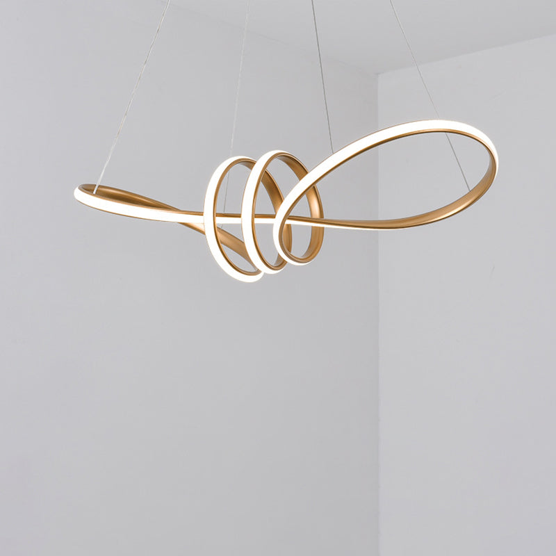 Acrylgold -LED -LED Hängende Lampe im modernen Einfachheit Eisen linearer Kronleuchter für Esszimmer