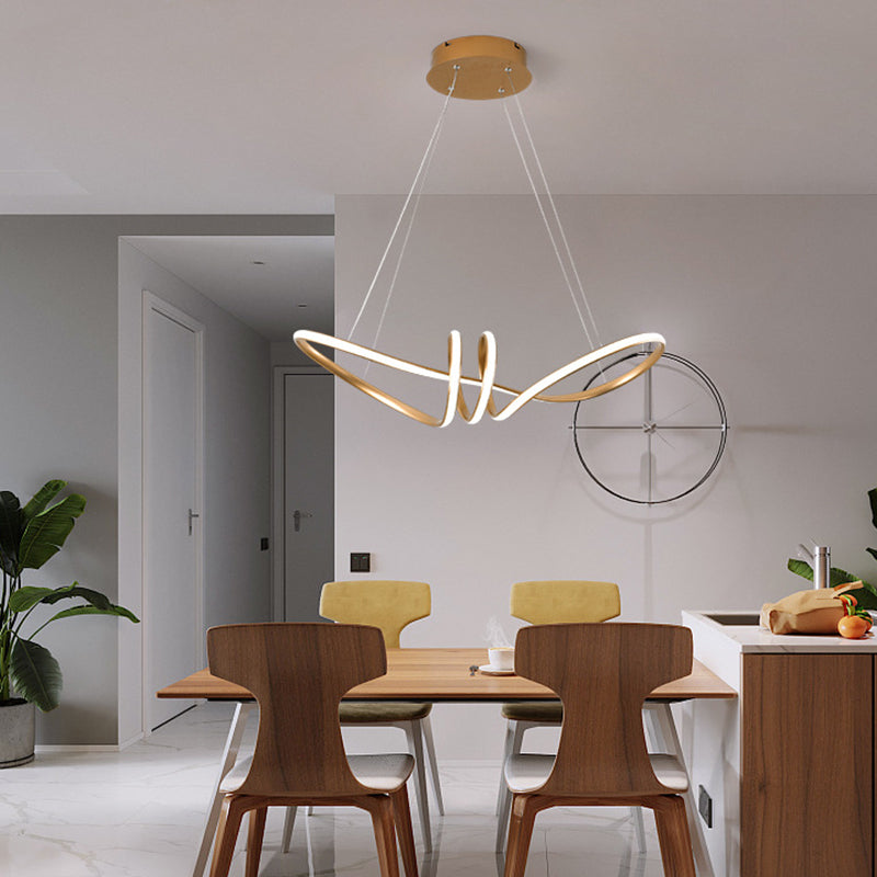 Acrylgold -LED -LED Hängende Lampe im modernen Einfachheit Eisen linearer Kronleuchter für Esszimmer