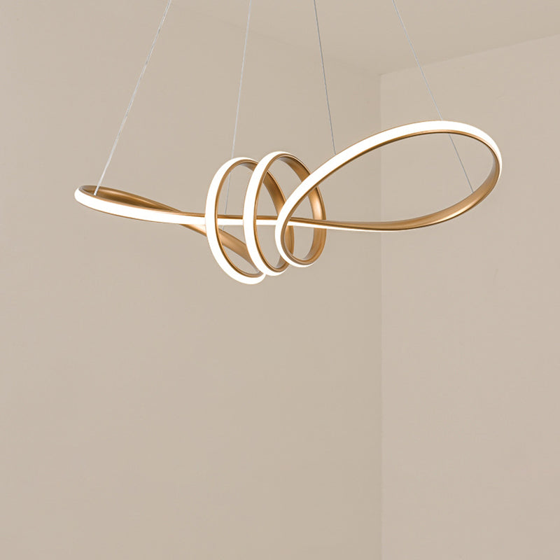 Acrylgold -LED -LED Hängende Lampe im modernen Einfachheit Eisen linearer Kronleuchter für Esszimmer