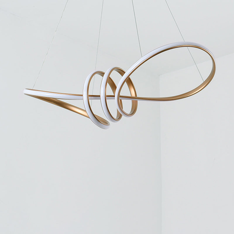 Acrylgold -LED -LED Hängende Lampe im modernen Einfachheit Eisen linearer Kronleuchter für Esszimmer