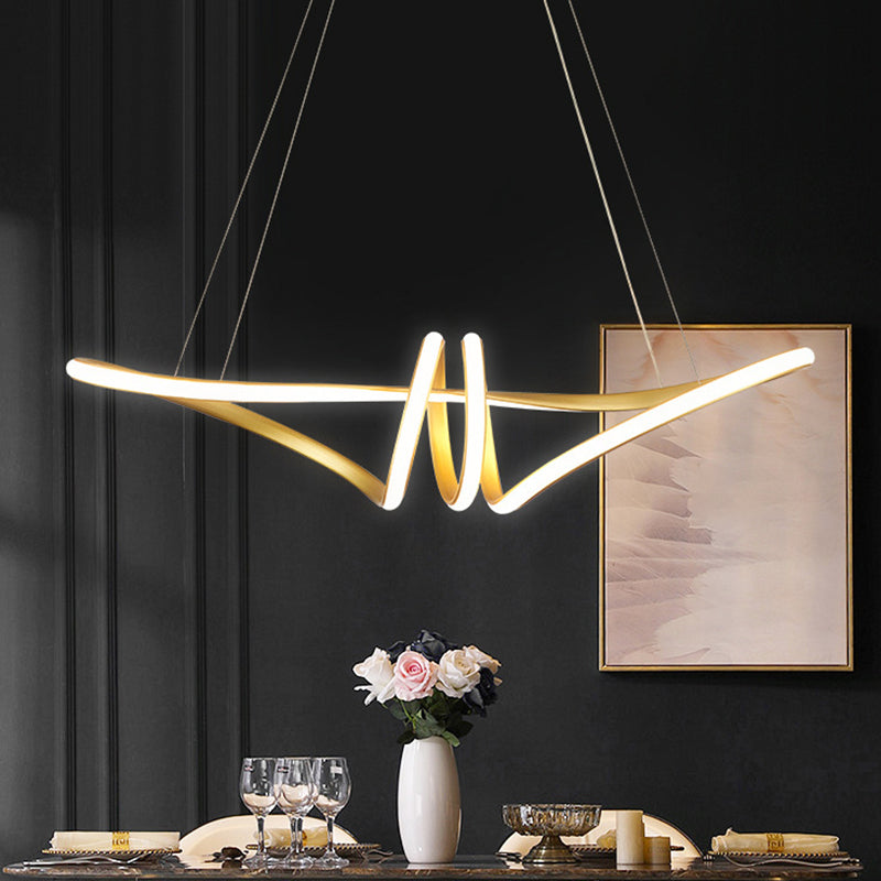 Acrylgold -LED -LED Hängende Lampe im modernen Einfachheit Eisen linearer Kronleuchter für Esszimmer