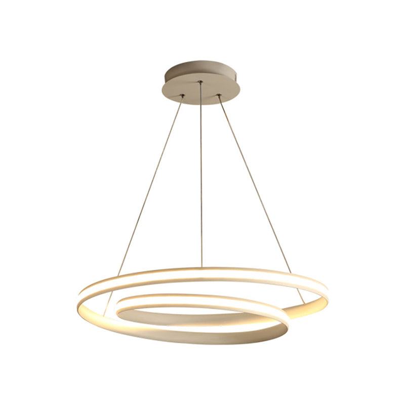 Modern Simplicity LED Hanging Lamp Lacquered Aluminium Linear Chandelier with Silicone Shade