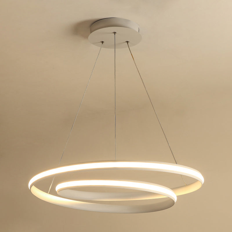 Modern Simplicity LED Hanging Lamp Lacquered Aluminium Linear Chandelier with Silicone Shade