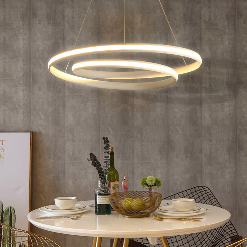 Modern Simplicity LED Hanging Lamp Lacquered Aluminium Linear Chandelier with Silicone Shade