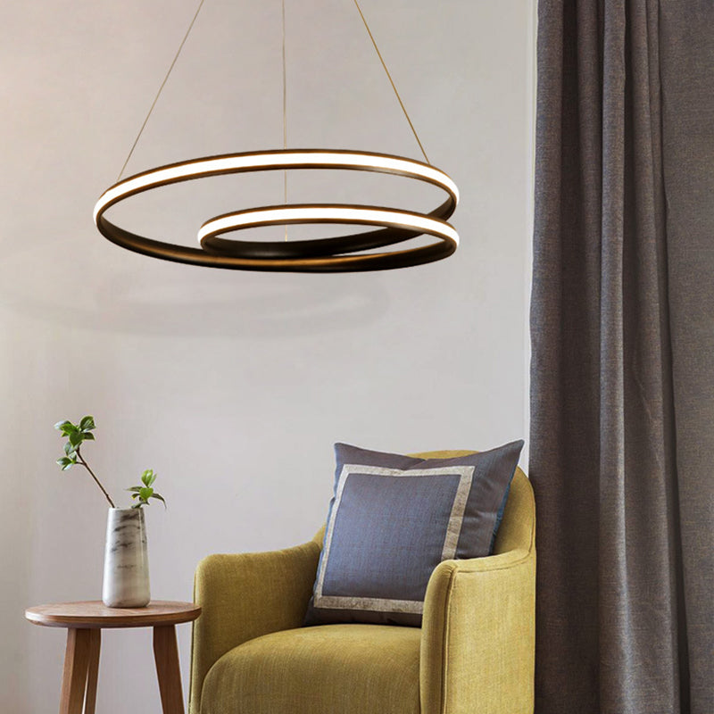 Modern Simplicity LED Hanging Lamp Lacquered Aluminium Linear Chandelier with Silicone Shade