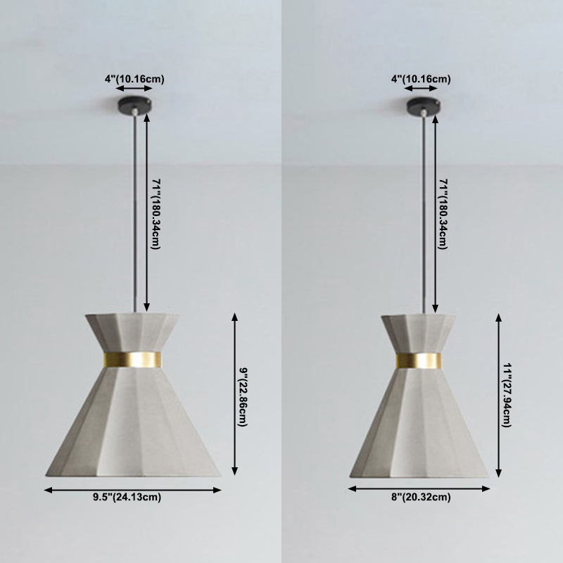 Flared Down Lighting Anhänger moderner Stil Zement 1 hängende Leuchten in Grau