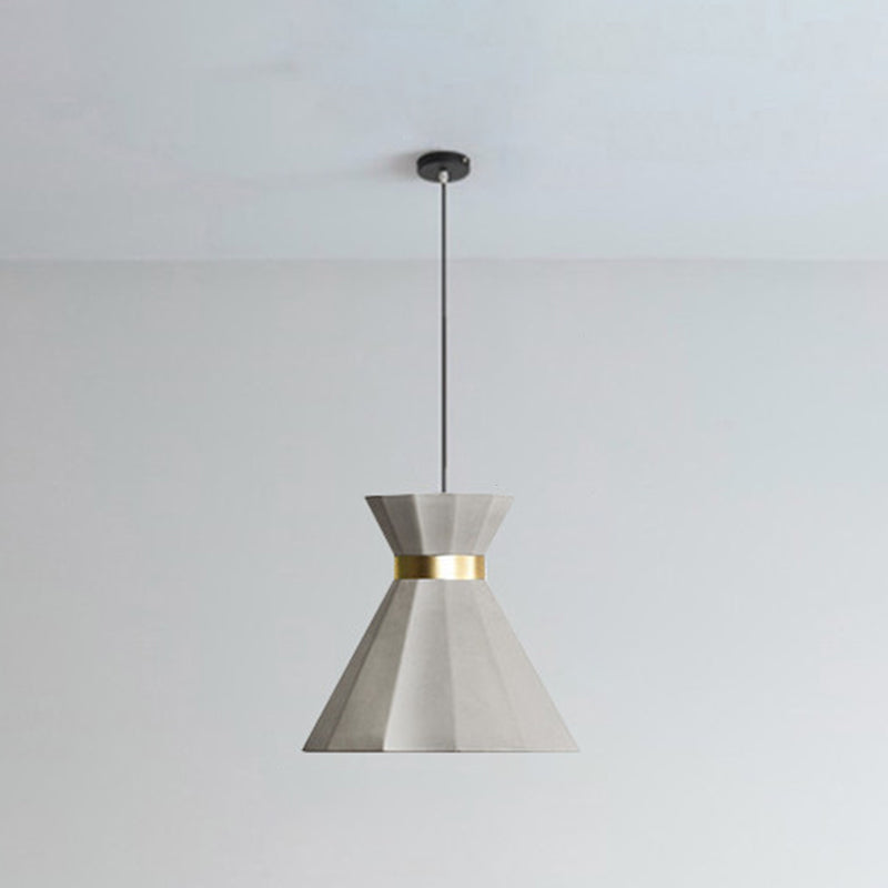 Flared Down Lighting Anhänger moderner Stil Zement 1 hängende Leuchten in Grau
