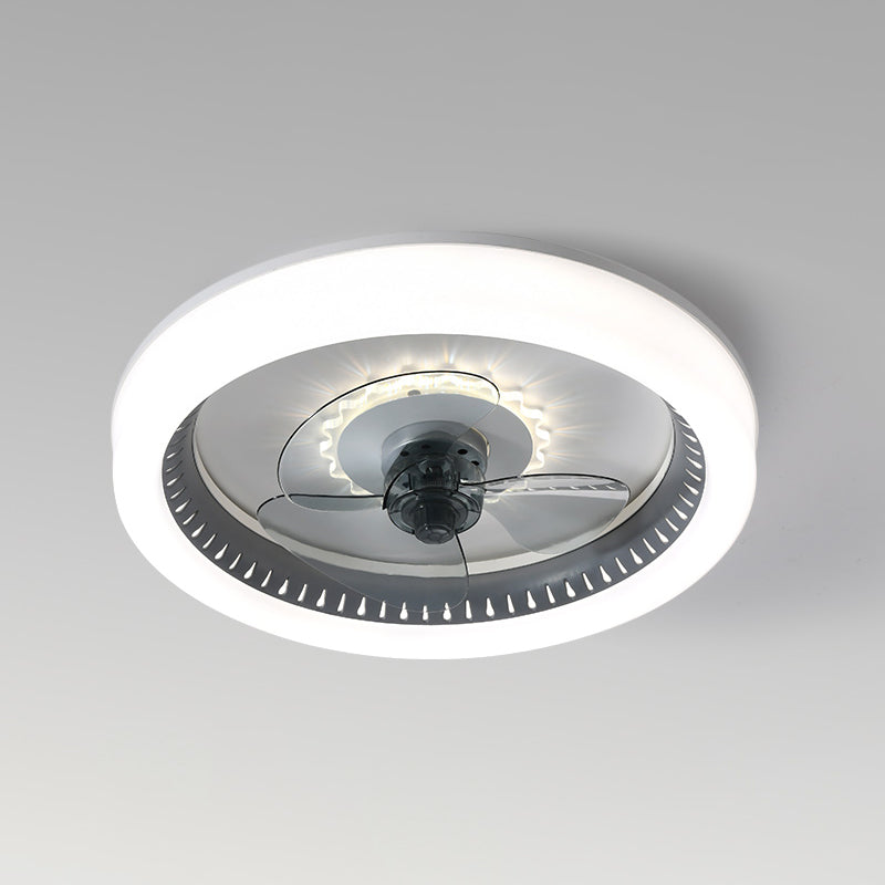 Ventilador de techo LED conciso moderno Ligera de hierro lacado con ventiladores de techo circular con sombra acrílica