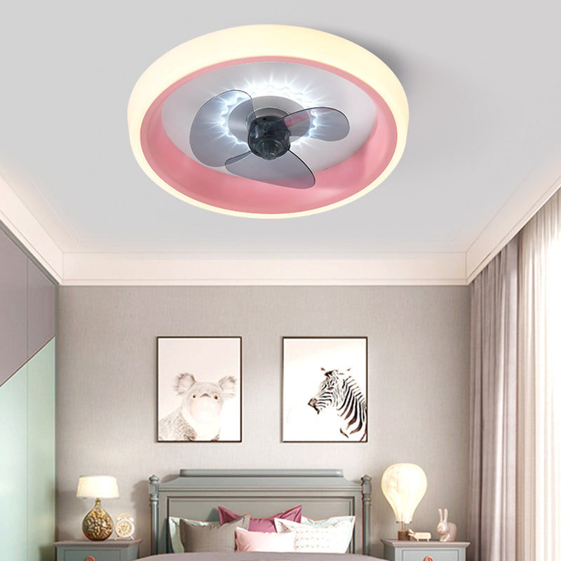 Ventilador de techo LED conciso moderno Ligera de hierro lacado con ventiladores de techo circular con sombra acrílica
