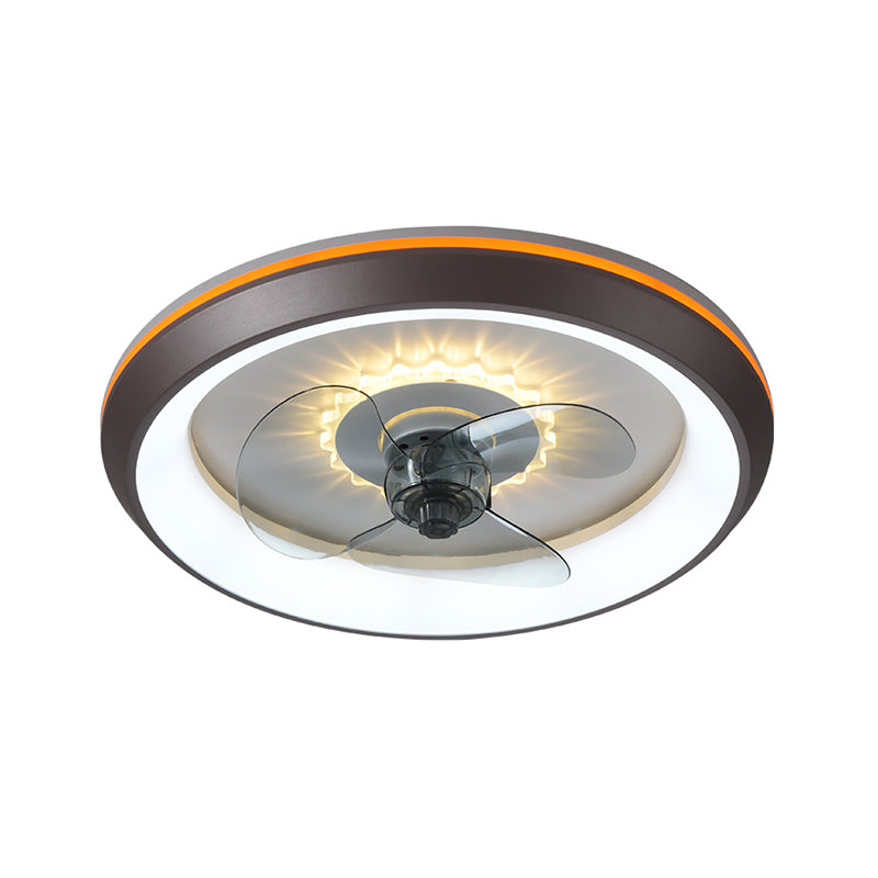 Ventilador de techo LED conciso moderno Ligera de hierro lacado con ventiladores de techo circular con sombra acrílica
