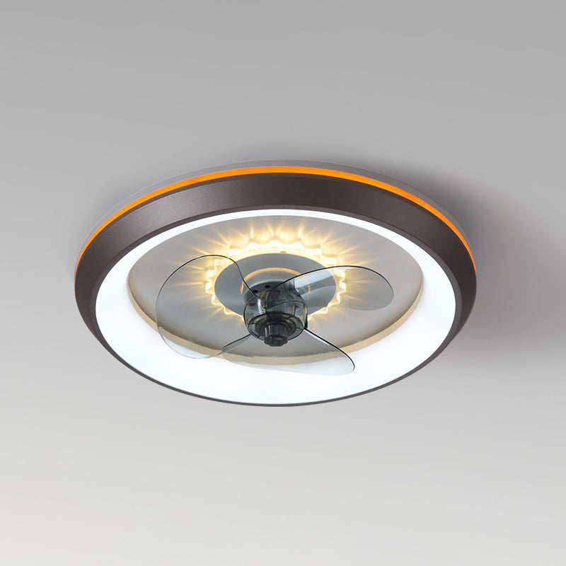 Ventilador de techo LED conciso moderno Ligera de hierro lacado con ventiladores de techo circular con sombra acrílica