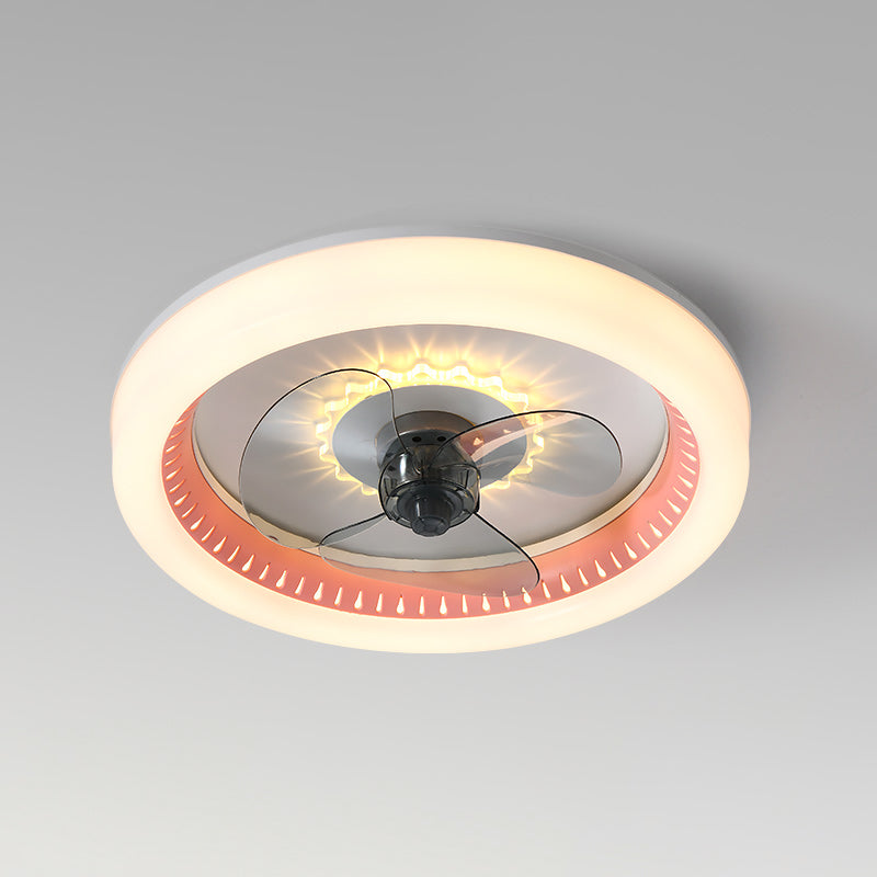 Ventilador de techo LED conciso moderno Ligera de hierro lacado con ventiladores de techo circular con sombra acrílica