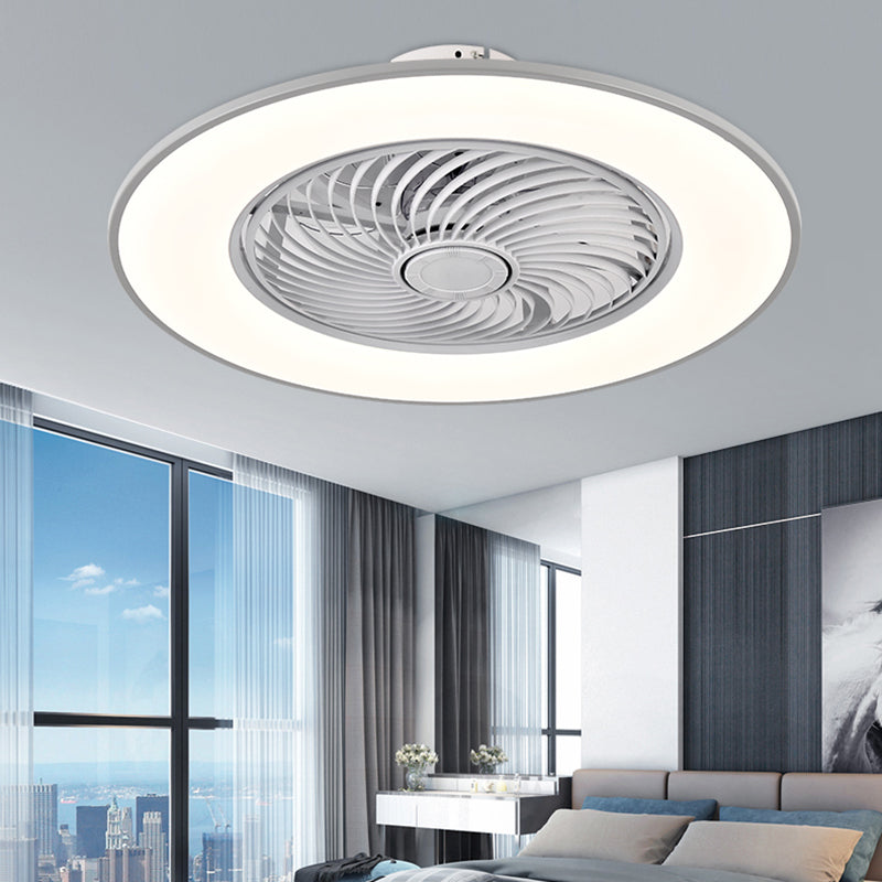 Moderne Einfachheit LED -Deckenventilator leichte schmiedeeiserne kreisförmige Flush -Berg mit Acrylschatten