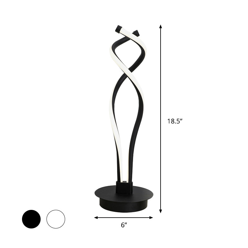LED minimaliste LED Petite lampe de bureau Éclairage de tâche torsadé noir / blanc avec une teinte acrylique pour la chambre
