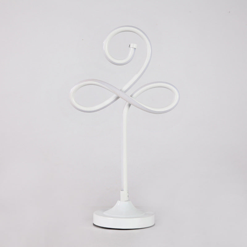 LED Living Room Task Lighting Modern White Nightstand Lamp with Twist Acrylic Shade in Warm/White Light