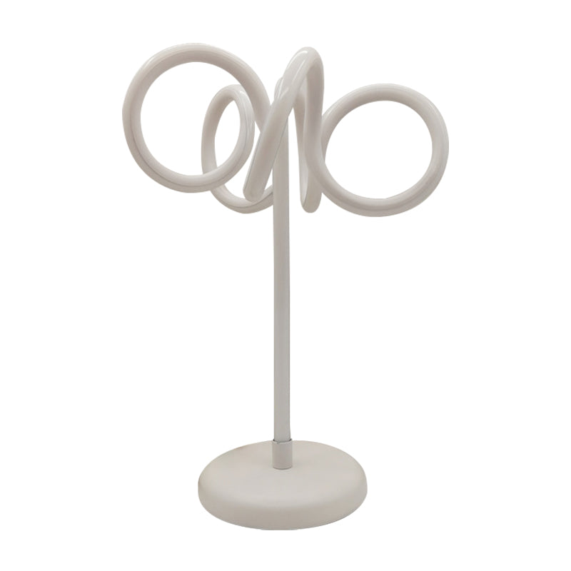 LED Bedside Table Light Modernist White Small Desk Lamp with Twist Acrylic Shade in Warm/White Light