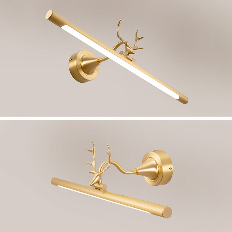 Postmodern Antlers Wall Sconce Gold One-Blub Metal Wall Mounted Lamps for Bathroom