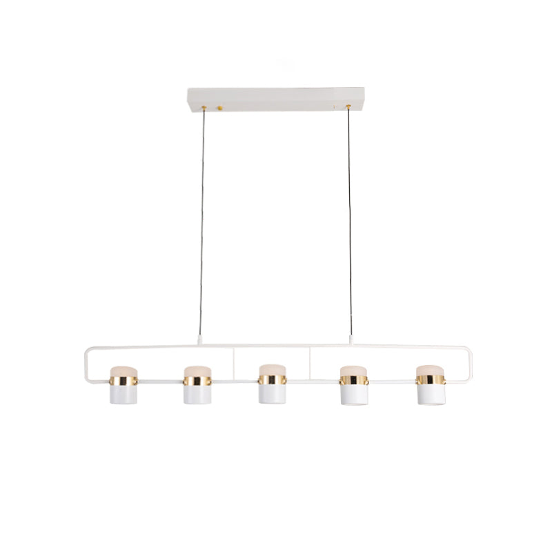 Lampade cilindriche dell'isola moderna lampada lampadario per l'isola multi-testa con ombra acrilica