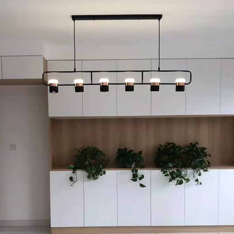 Lampade cilindriche dell'isola moderna lampada lampadario per l'isola multi-testa con ombra acrilica
