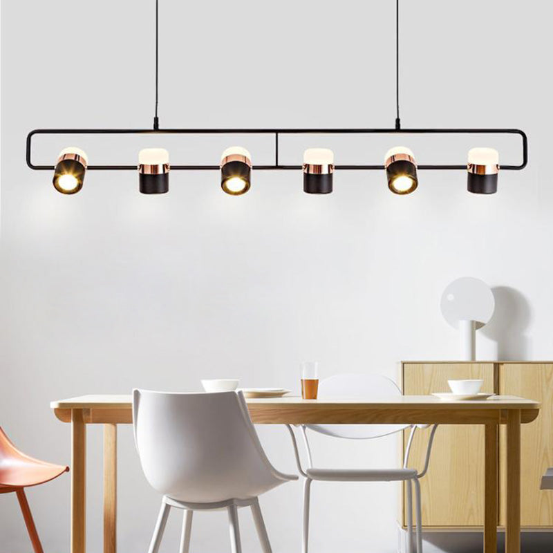 Lampade cilindriche dell'isola moderna lampada lampadario per l'isola multi-testa con ombra acrilica