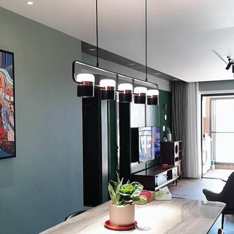 Lampade cilindriche dell'isola moderna lampada lampadario per l'isola multi-testa con ombra acrilica