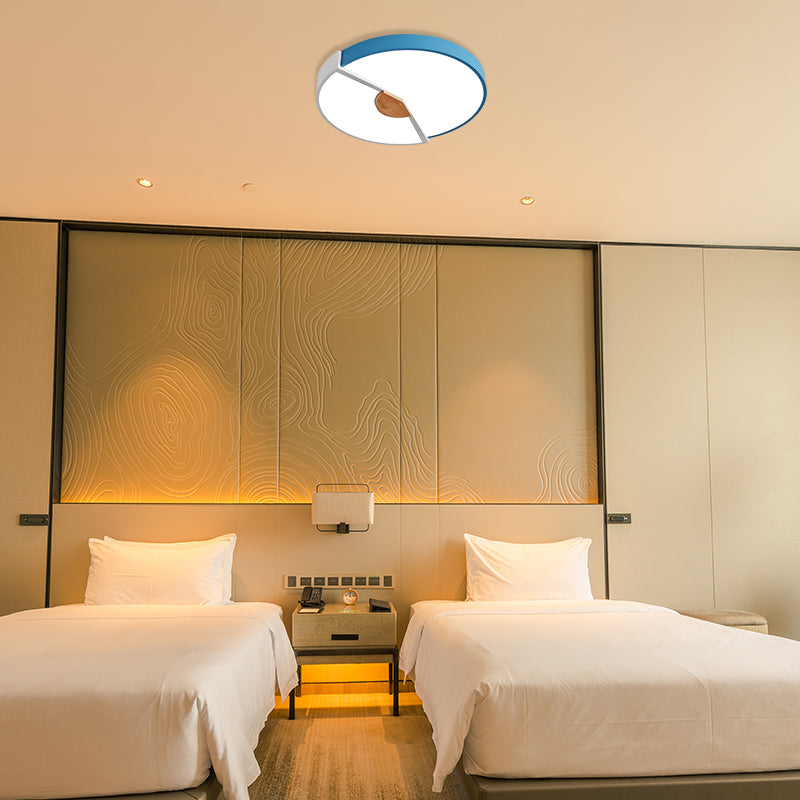 Lámpara empotrada redonda con empalme metálico, LED moderno integrado, lámpara montada en techo negra/rosa/amarilla, 12 "/ 16"/19,5 "de ancho