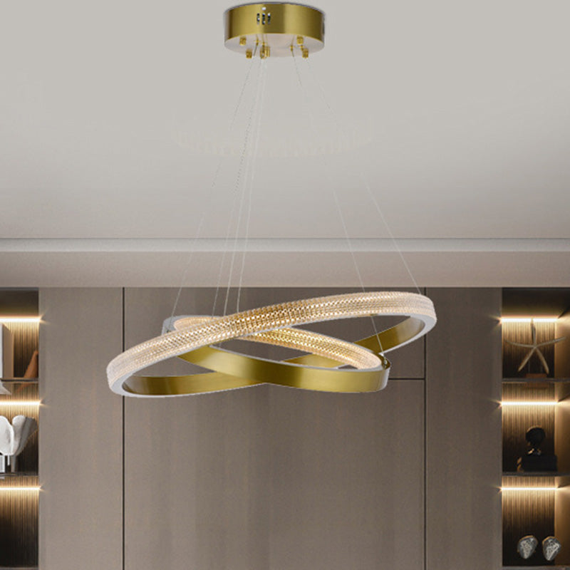 Fissature per illuminazione lampadario multi-testa lampada lampadario moderno ad anello con tonalità acrilica chiara