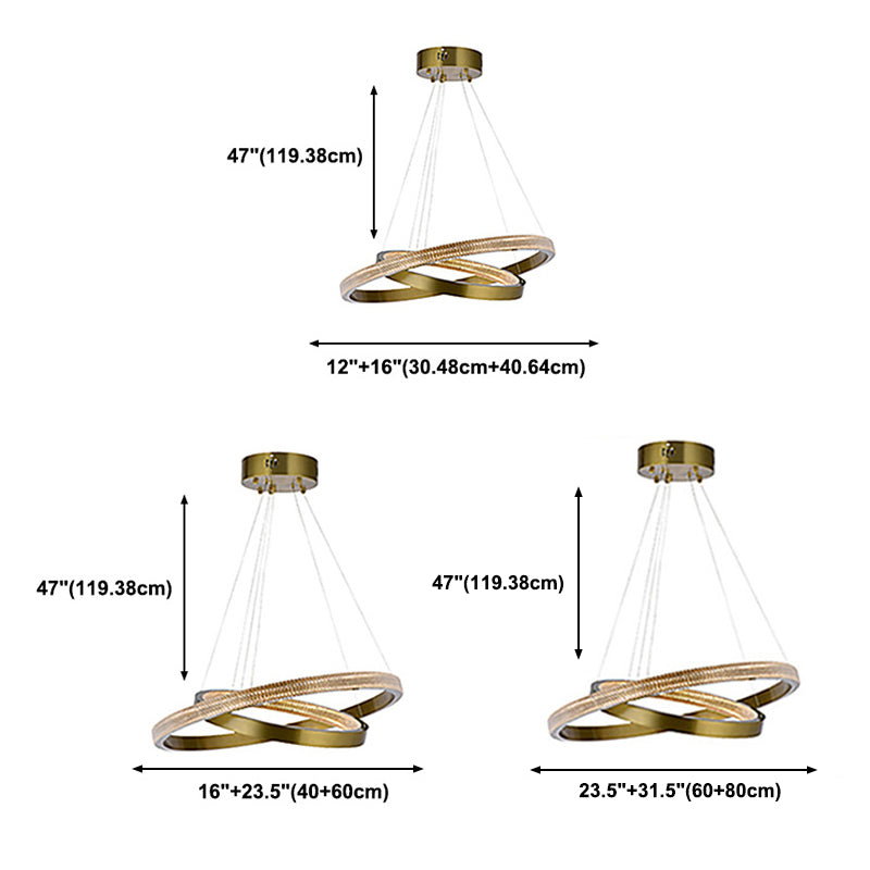 Accesorios de iluminación de lámpara de múltiples cabezas Lámpara de araña de anillo moderna con sombra acrílica transparente